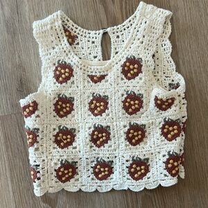 Crochet Cream Floral Tank & Shorts